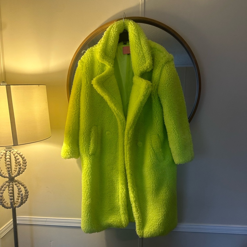 Green fur coat